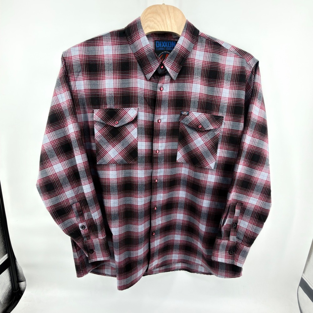 Dixxon JP Cycles 40th Anniversary Flannel Shirt Men‎ 4XL Red Black Plaid D-Tech